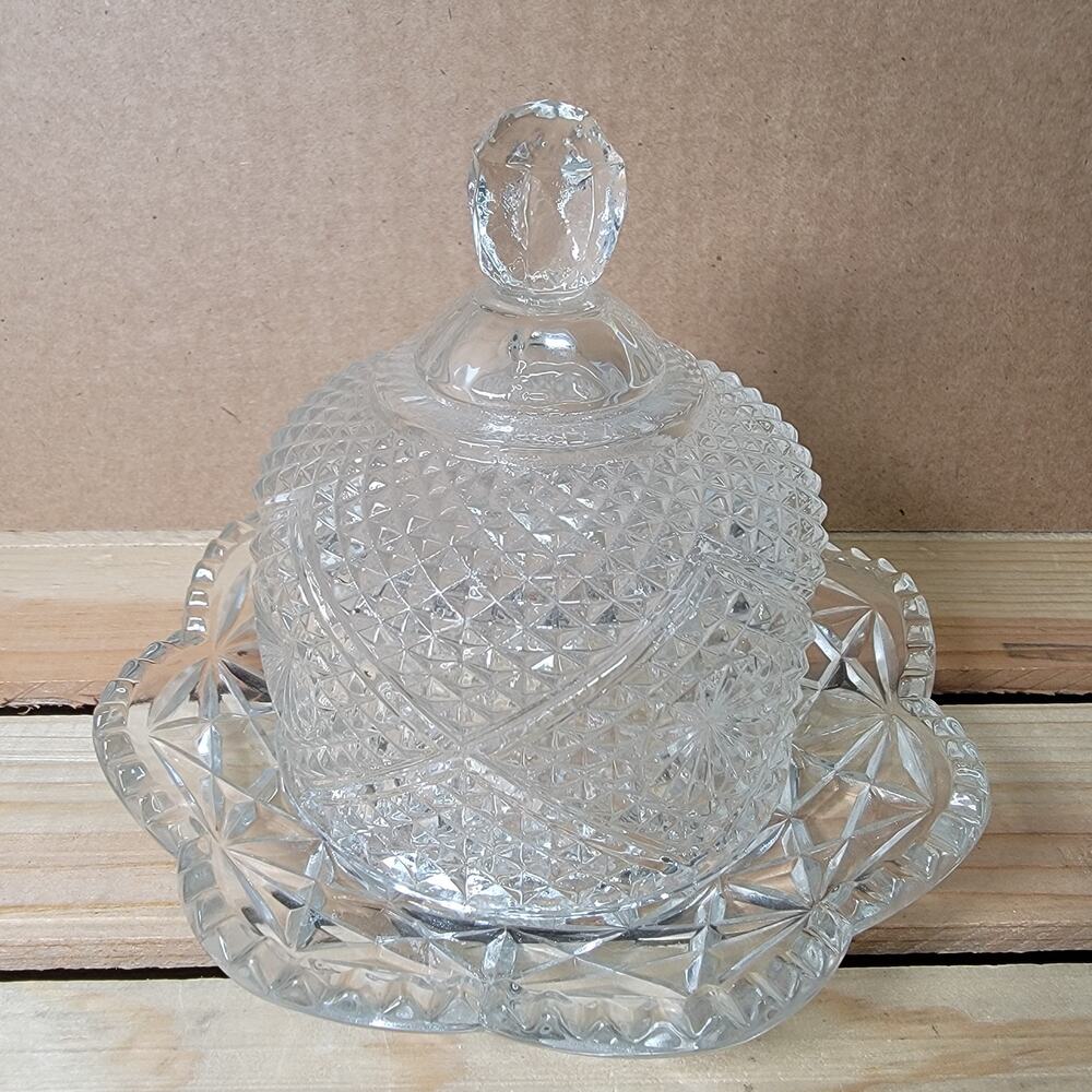 VINTAGE Avon by Fostoria Covered Butter Dish in Clear Crystal Glass (1973)